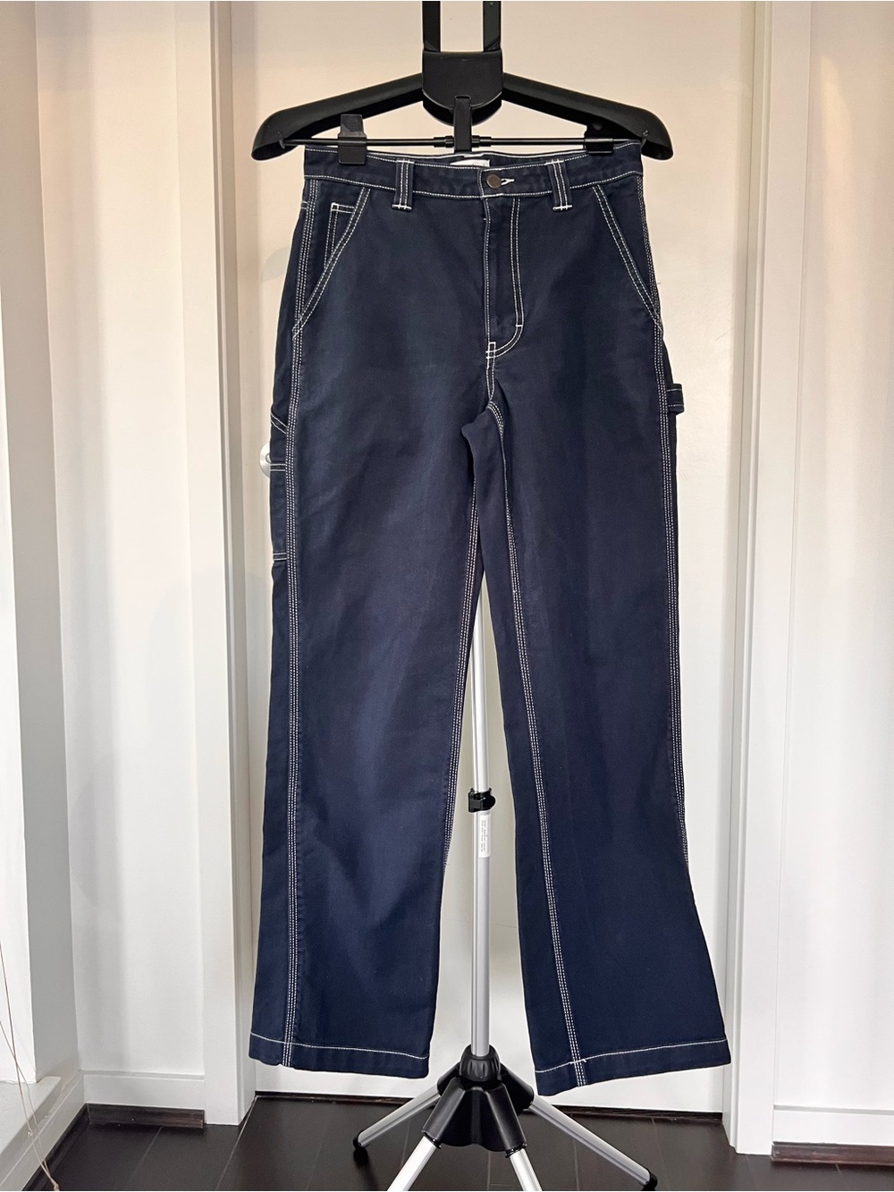 TNA Navy Carpenter Pants with White Contrast Stitching